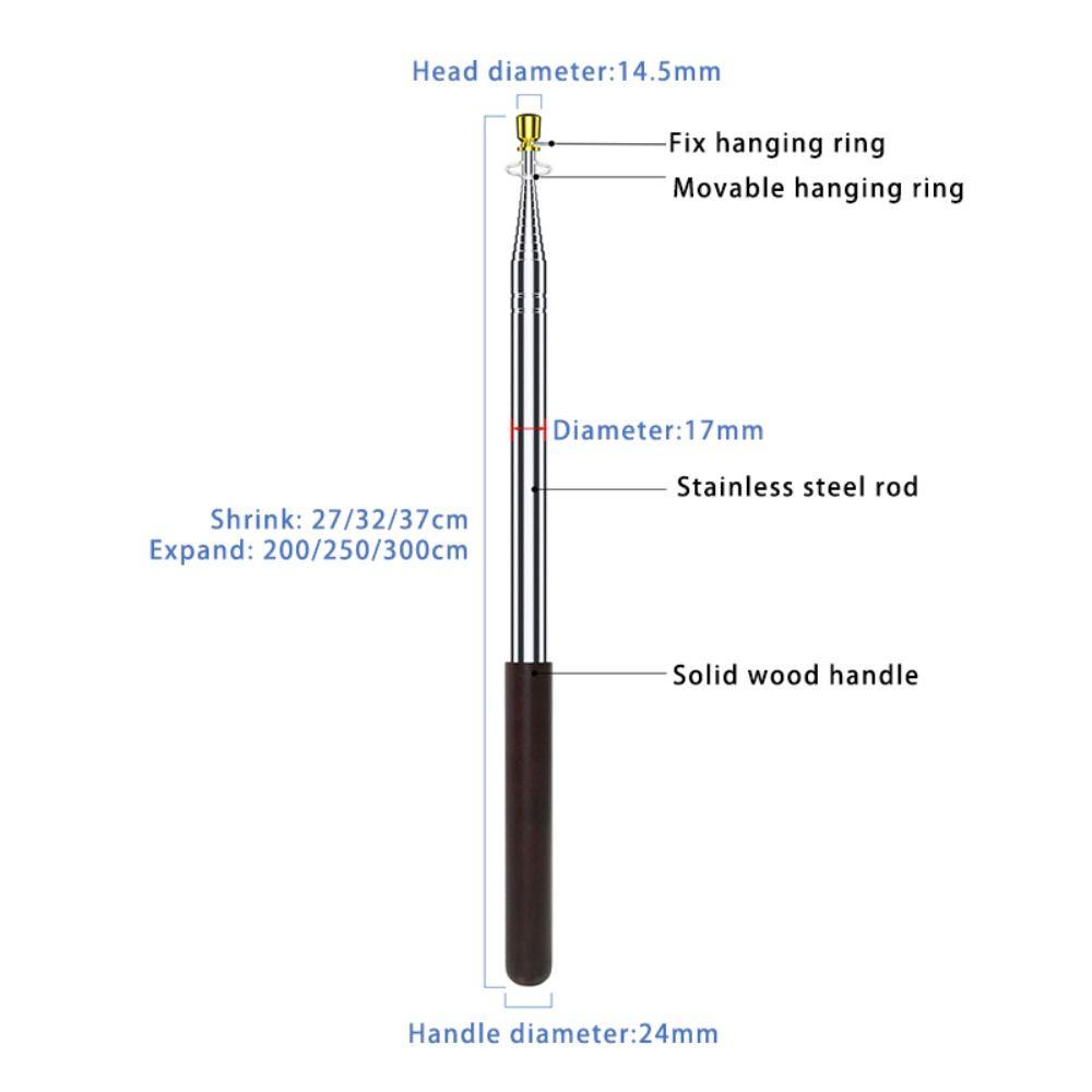 Solid Wood Handle Tour Guide Flag Pole Retractable Teaching Pointer Flagpole Teaching Tool