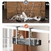 Desk Cord Storage Rack No Drill Setup Under Desk Cable Organizer Metal Mesh Cable Management Box High Load-Bearing Wire Holder