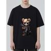 Cute Bear Soldier Graphic T-Shirt Black Animal Warrior Print for Casual Wear and Gaming Fans