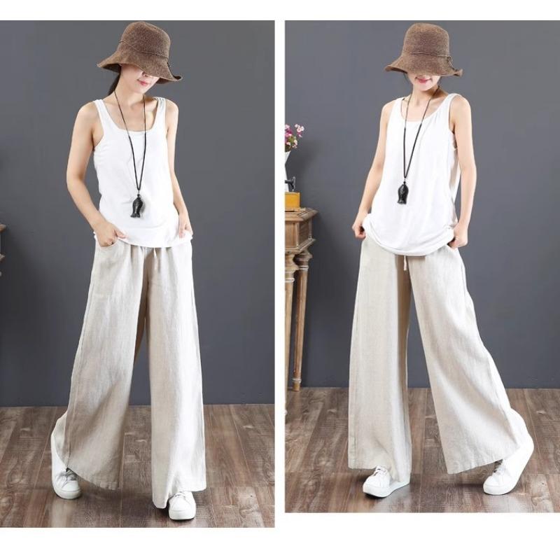 Summer Women's Wide-leg Pants Fall Retro Style Flared Skirt Fashion Commuter Solid Color Popular Color Orange Army Green