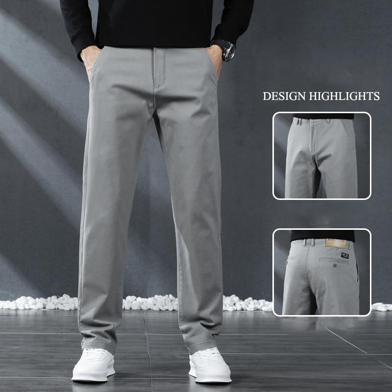 2024 Новые осенне-зимние повседневные брюки из чистого хлопка высшего качества для мужчин, деловые прямые свободные модные брюки, универсальные брюки