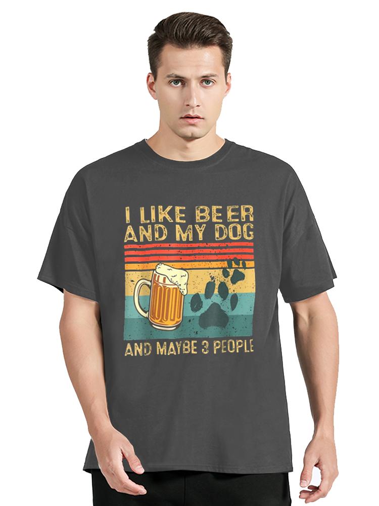 Funny Dog Lover I Like Beer And My Dog And Maybe 3 People T Shirt Unisex Cotton Tshirt Novelty Tees Clothes Gift Tops