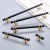 Modern Zinc Alloy Black Gold Door Handles Kitchen Cabinet Handles Solid Drawer Knobs Fashion Furniture Handle Hardware Furniture
