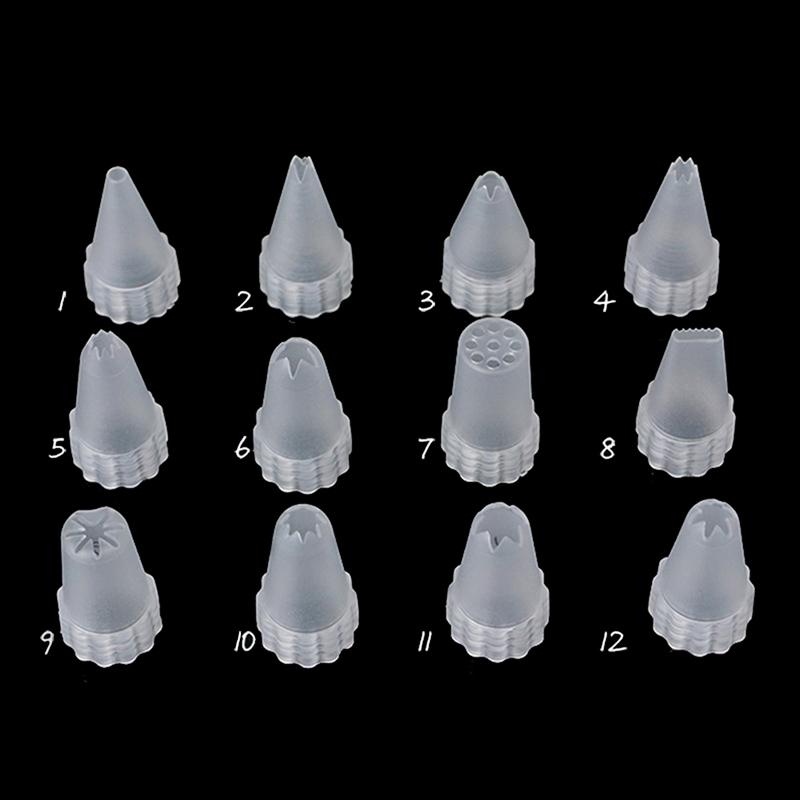 12Pcs/Set Plastic Icing Piping Cream Confectionery Nozzle Tips Cake Decor Tools