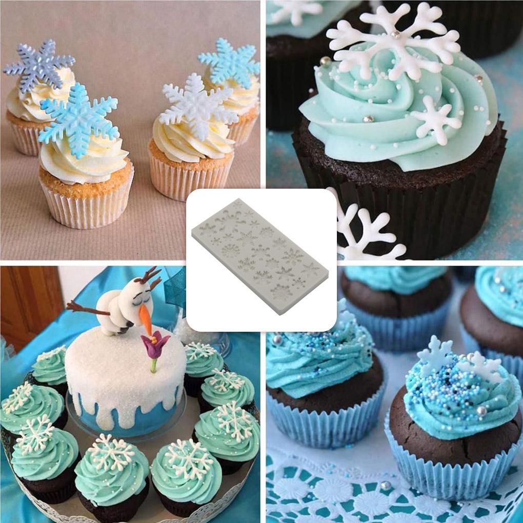 Форма для помадки в виде снежинки, противень для выпечки на рождественскую тематику, антипригарная силиконовая форма для шоколада, инструмент для выпечки