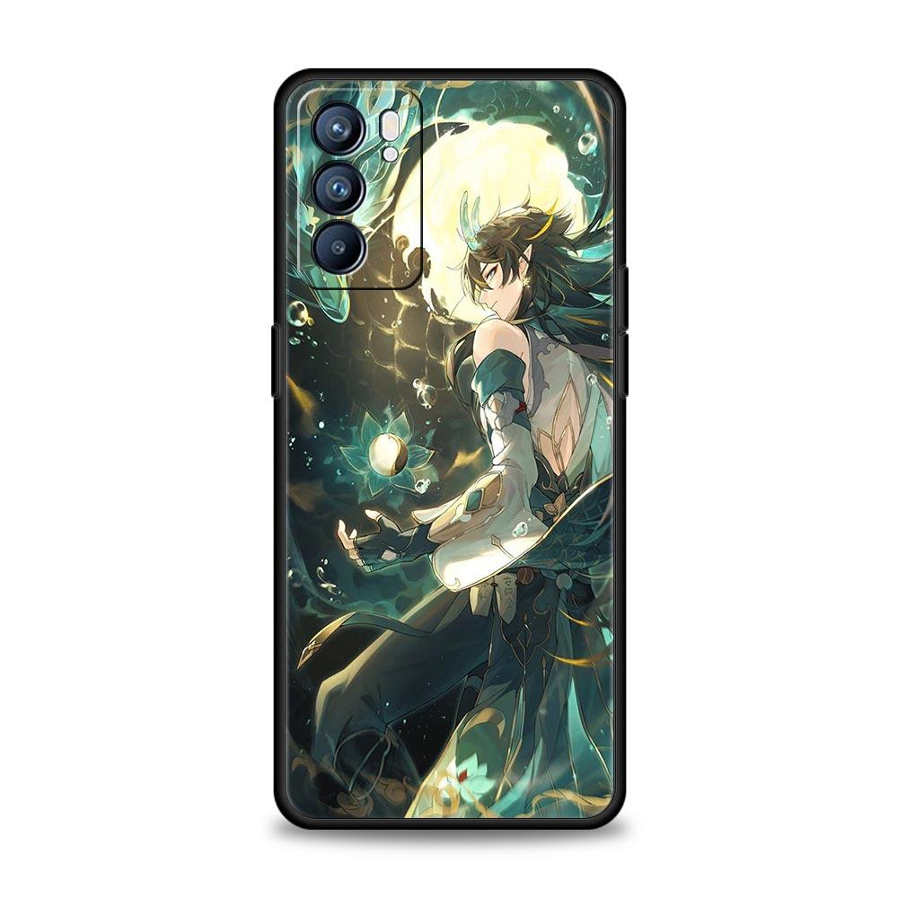 Чехол Для Oppo A54 A53 A52 A9 A15 A95 A17 A16 A76 A74 A57 Find X6 X5 Reno8 Reno7 Reno6 Pro 5G Обложка Genshin impact дракон Genshin