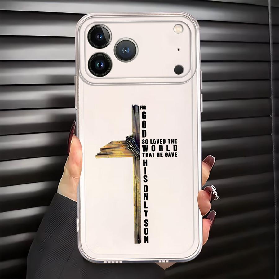 Мягкий чехол для телефона для iPhone 17 Pro Max 12 Mini 7 8 14 Plus Air XR 15 11 XS Max 13 Pro 16 Простой христианский крест