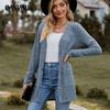Women's Cardigan Sweater Long Sleeve Solid Color Striped Knit Autumn Winter Fashion