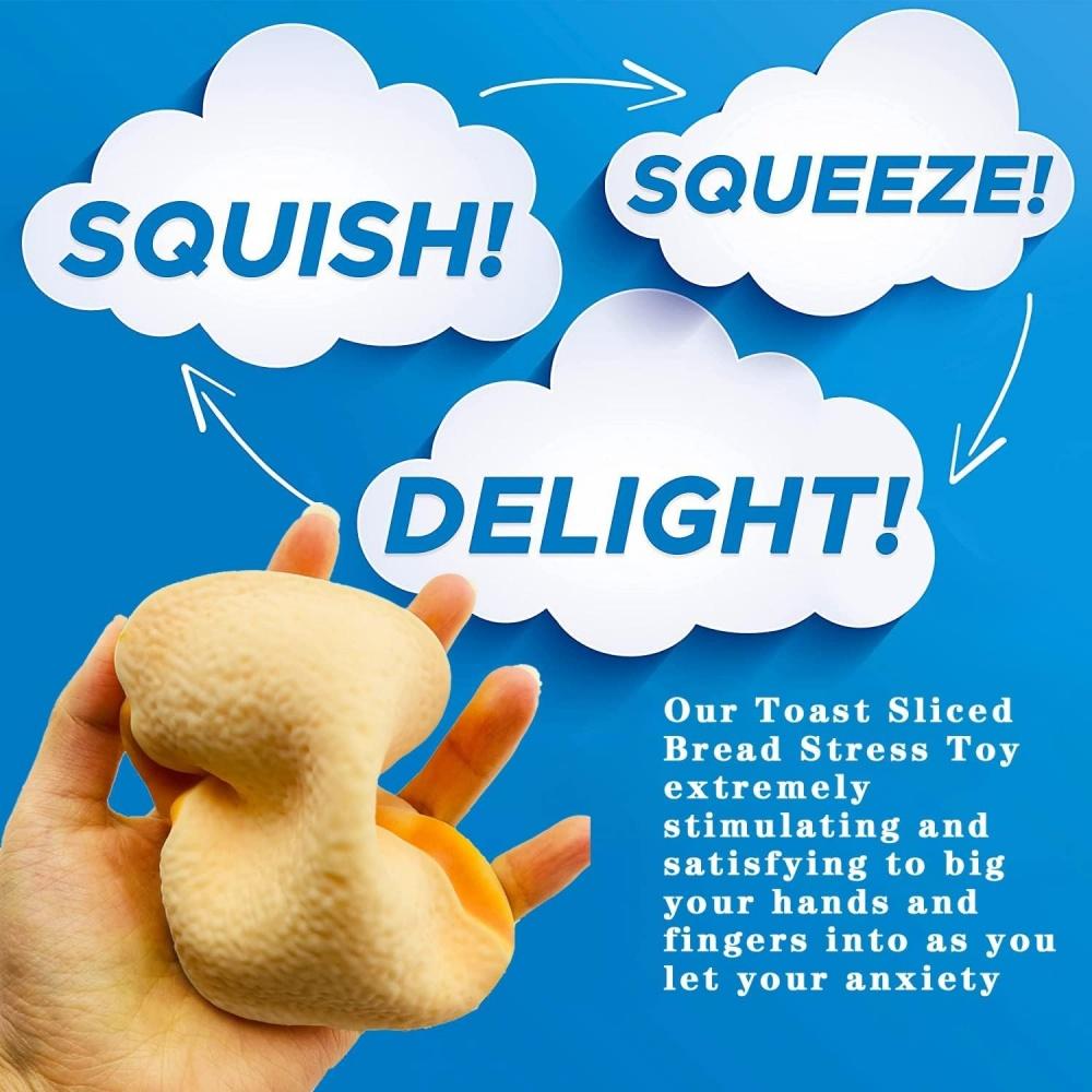 Toast Sliced Bread Stress Toy Simulated Hamburger Biscuit Squishes Toy Sensory Fidget Toys For Kids & Adult Funny Squeeze Toy
