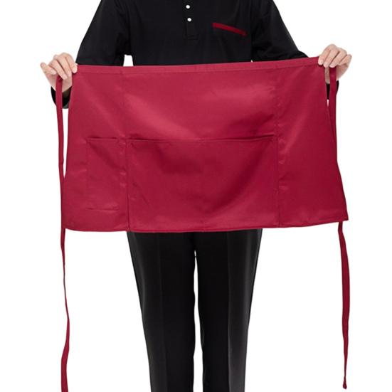 Фартук повара полудлинный с карманами однотонный шнурованный дышащий не мнется кухонный фартук для готовки