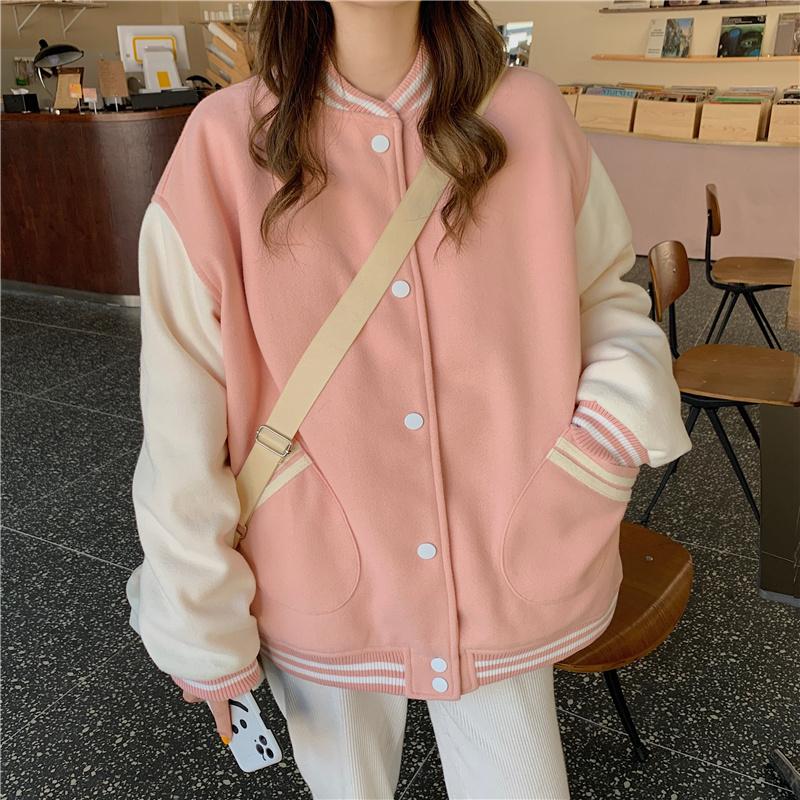 Harajuku Fashion Varsity Jacket Women Oversized Bomber Jackets Y2k Streetwear Baseball Coat Vintage College Uniform
