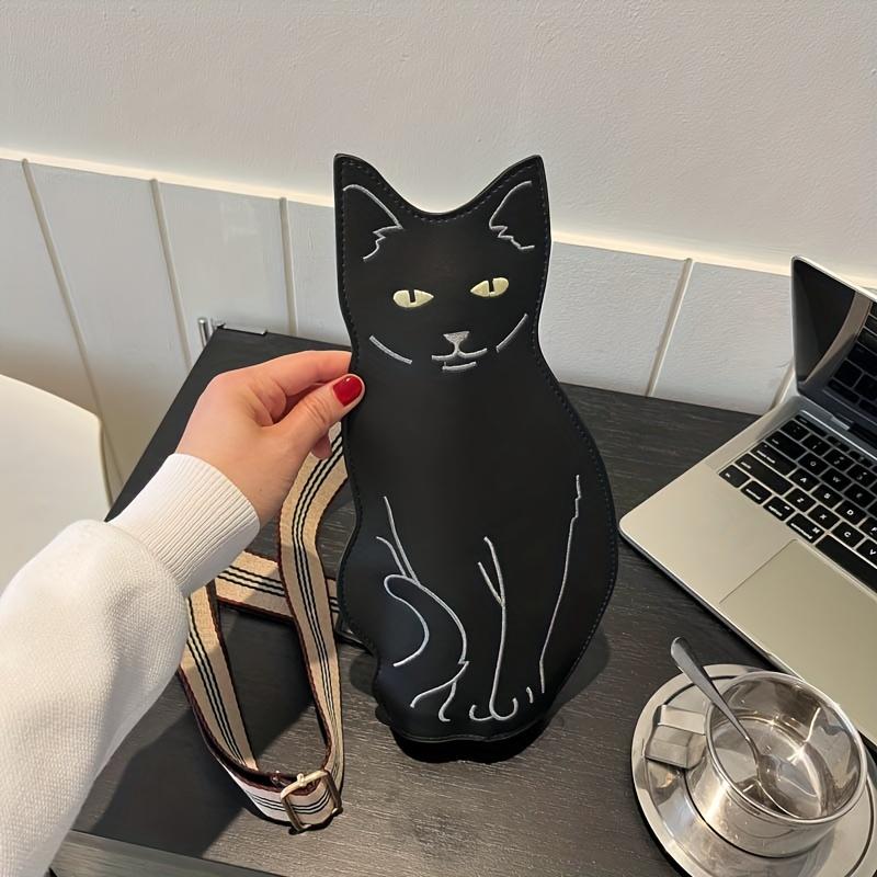 Outdoor travel black cat shaped chest bag cute cartoon anime suspender bag artificial leather crossbody bag
