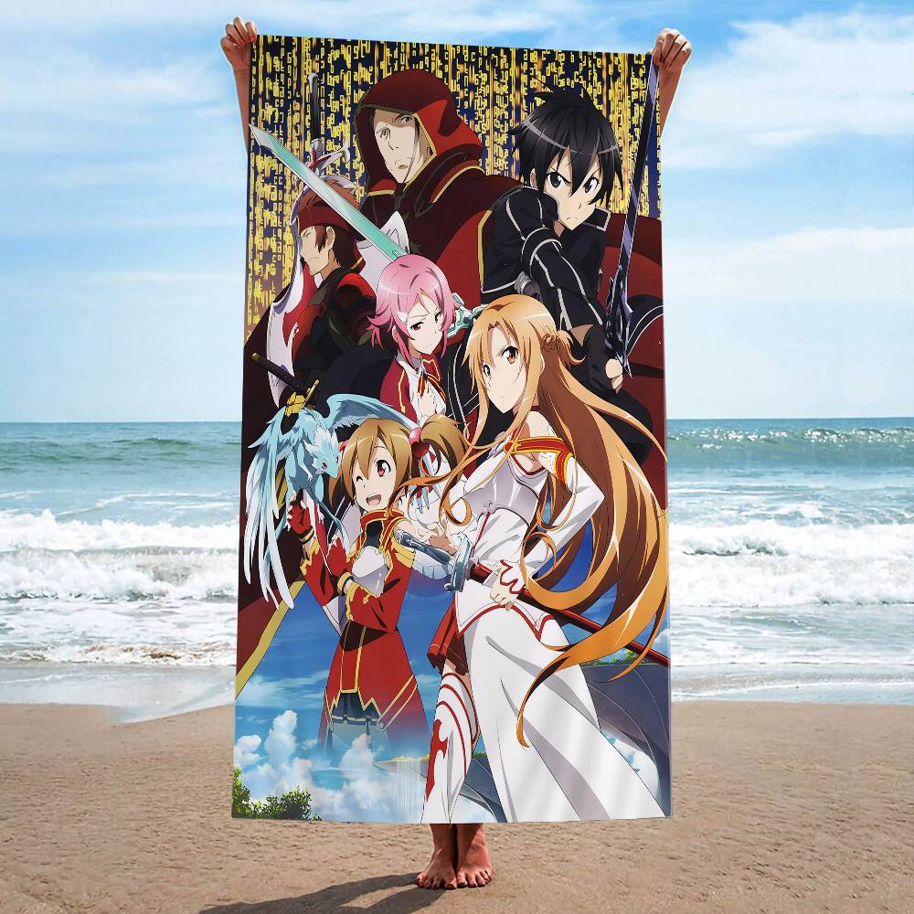 Аниме Sword Art Online Кирито Асуна Микрофибра Пляжное полотенце Впитывающее Быстросохнущее Мягкое Для йоги Плавание Курорт Полотенце для альпинизма