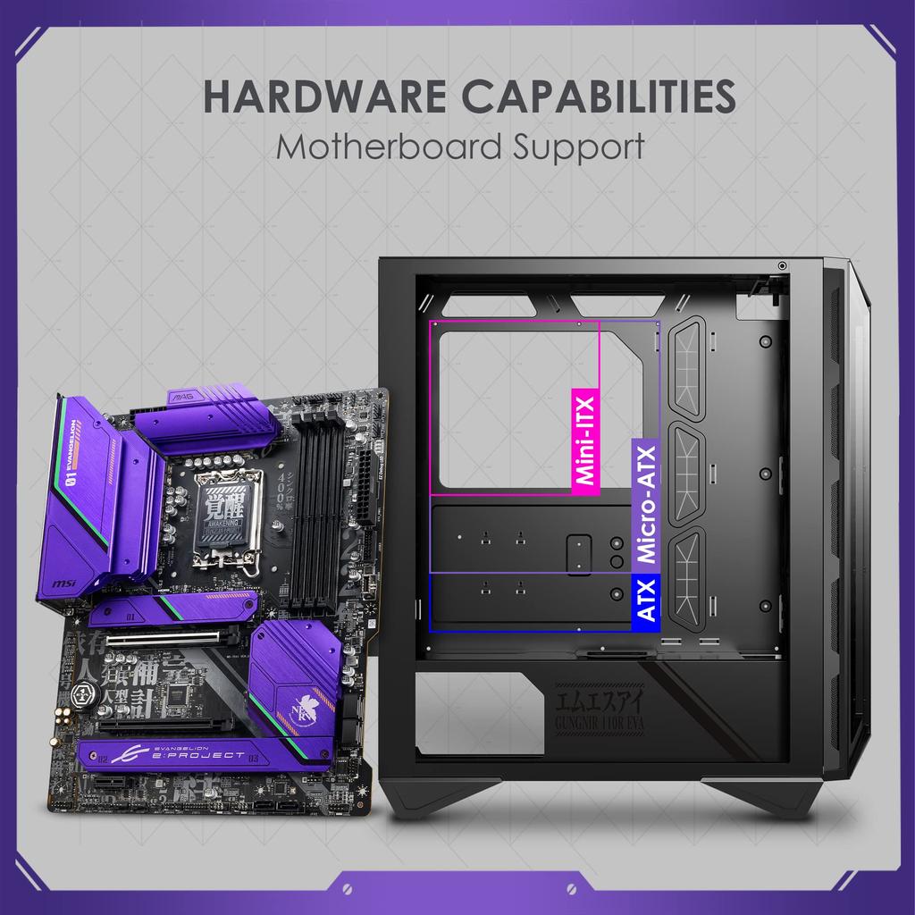 MSI Premium PC Gaming Case Tempered Glass Side Panel RGB 120mm Fan Liquid Cooling Support Up To 1 X 420mm Radiator Cable Management System MPG GUNGNIR