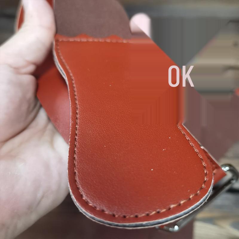 Double-Sided Genuine Cowhide Razor Sharpening Cloth with Metal Ring
