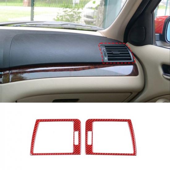 Red Carbon Fiber Dashboard Side Air Vent Outlet Trim For BMW 3 Series E46 98-05