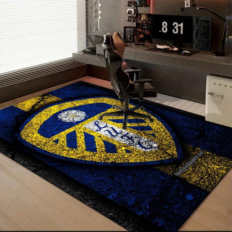 Leeds Crest Design Printed Office Carpet Chair Cushion Entryway Rug, Rugs for Living Room, Bedroom Christmas gifts