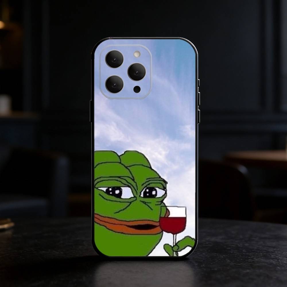 F-Забавный P-Лягушонок Пепе Чехол для телефона iPhone 17,16,15,14,13,12,11 Plus,Pro Max,SE4Мягкий силиконовый Черный чехол