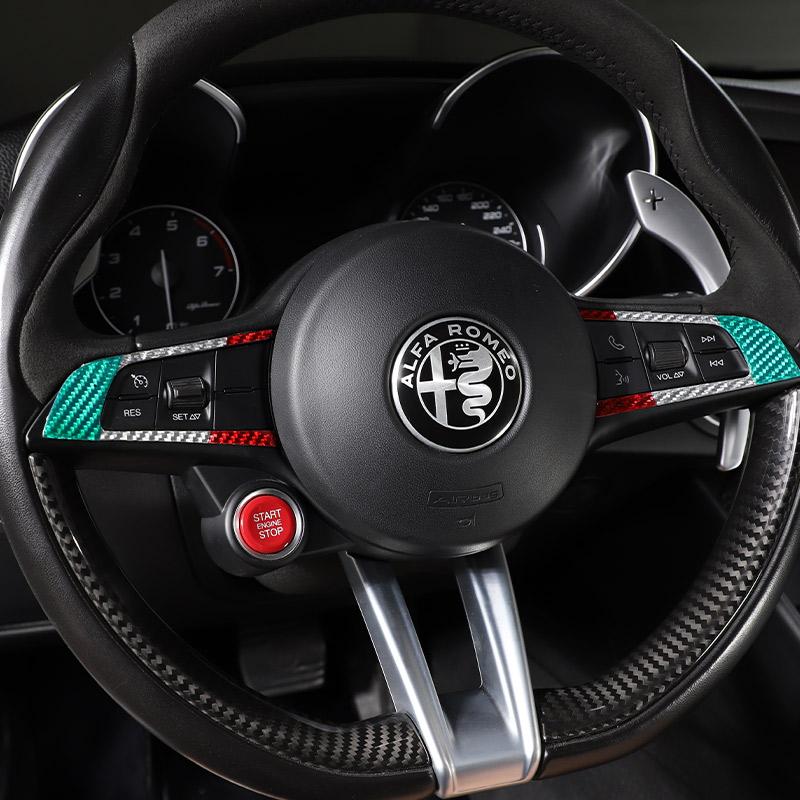 Real Carbon Fiber For Alfa Romeo Stelvio Giulia 2017-2019 Car Steering Wheel Decorative Frame Sticker Car Interior AccessoriesDA4