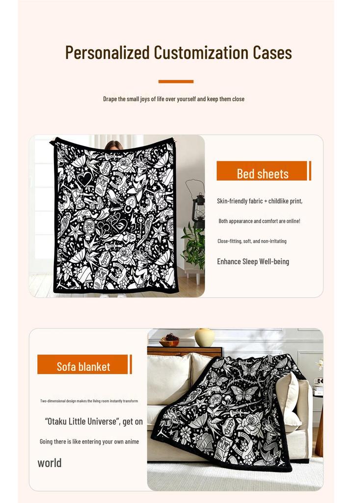 Kids' DIY Coloring Flannel Fleece Blanket - Soft, Skin-Friendly Nap Blanket