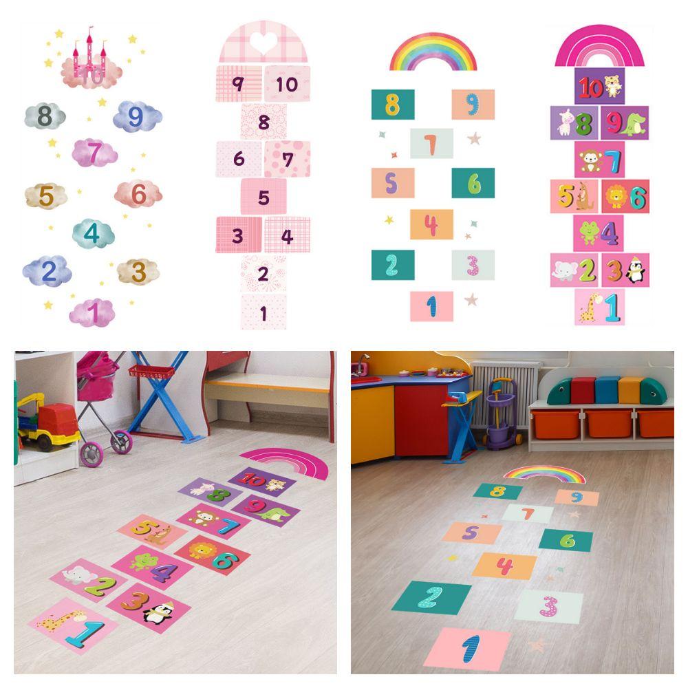 PVC Cartoon Number Grids Multicolor Flooring Decals NEW Wall Art Gift
