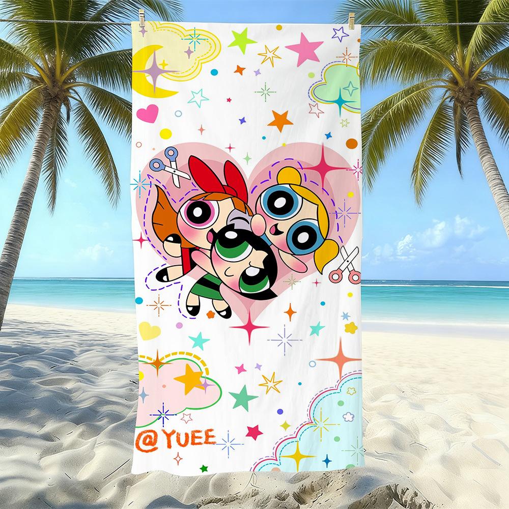 Cartoon Flying Little Policewoman Microfiber Beach Towel Quick-Drying Water-Absorbing Children'S Swimming Bath Towel Travel Portable Large Ruler