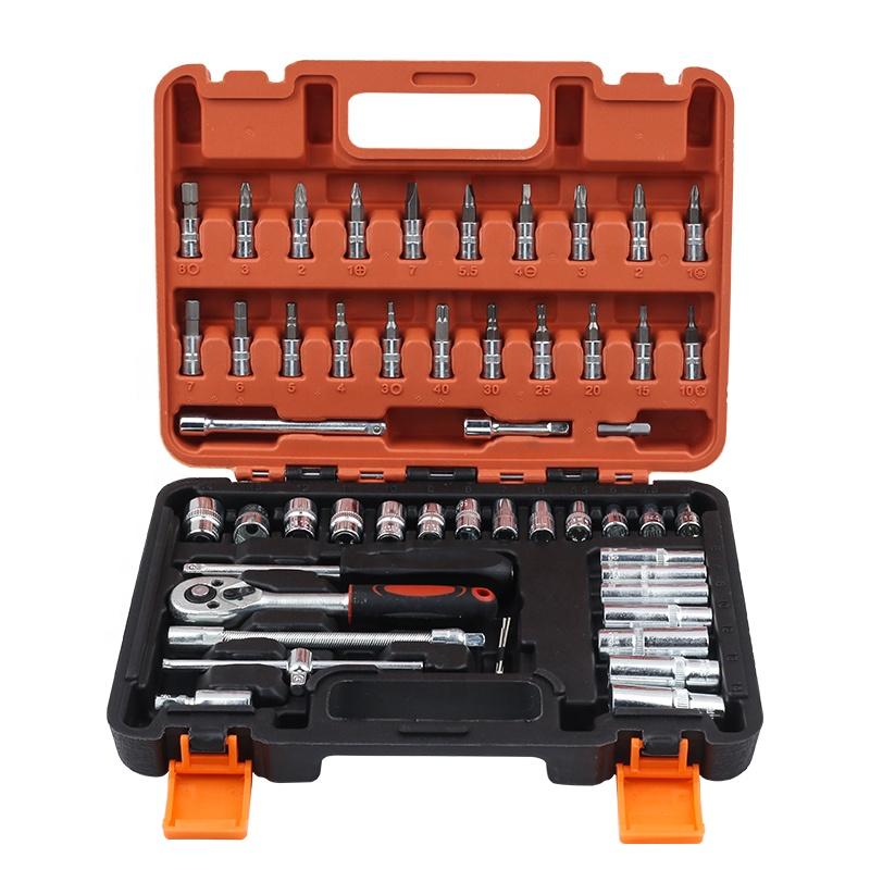 53pcs CR-V 1/4-inch Carbon Steel Socket Wrench Tools Set Box Hand Power Source Customizable 53 Pcs Tool Set