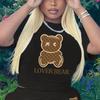 90s Trend Cartoon Bear Print Casual T-shirt Crew Neck Short Sleeve T-shirt Women's Clothing Cute 2024 Fashion Graphic T Top