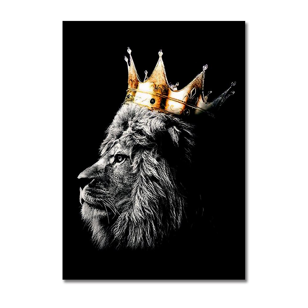 Black Lion King and Lioness Queen Poster Prints Animal Wall Art Picture Canvas Painting Home Decoration for Living Room
