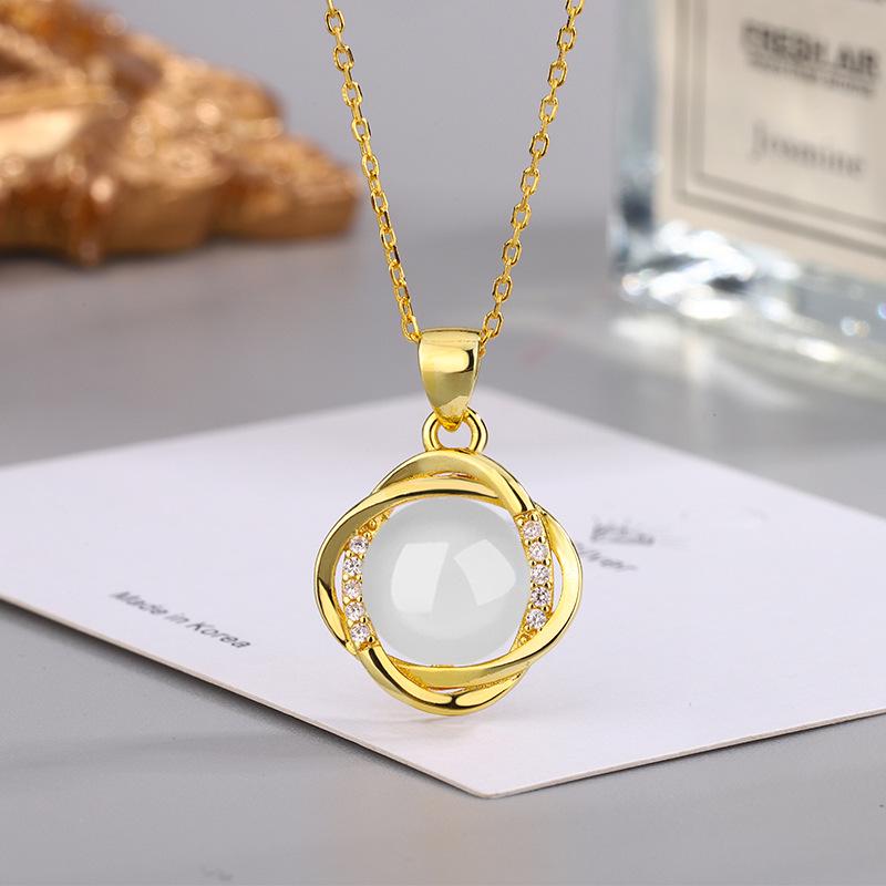 Этническое колье с подвеской из циркона и зеленого агата с желтым, красным, белым халцедоном для женщин