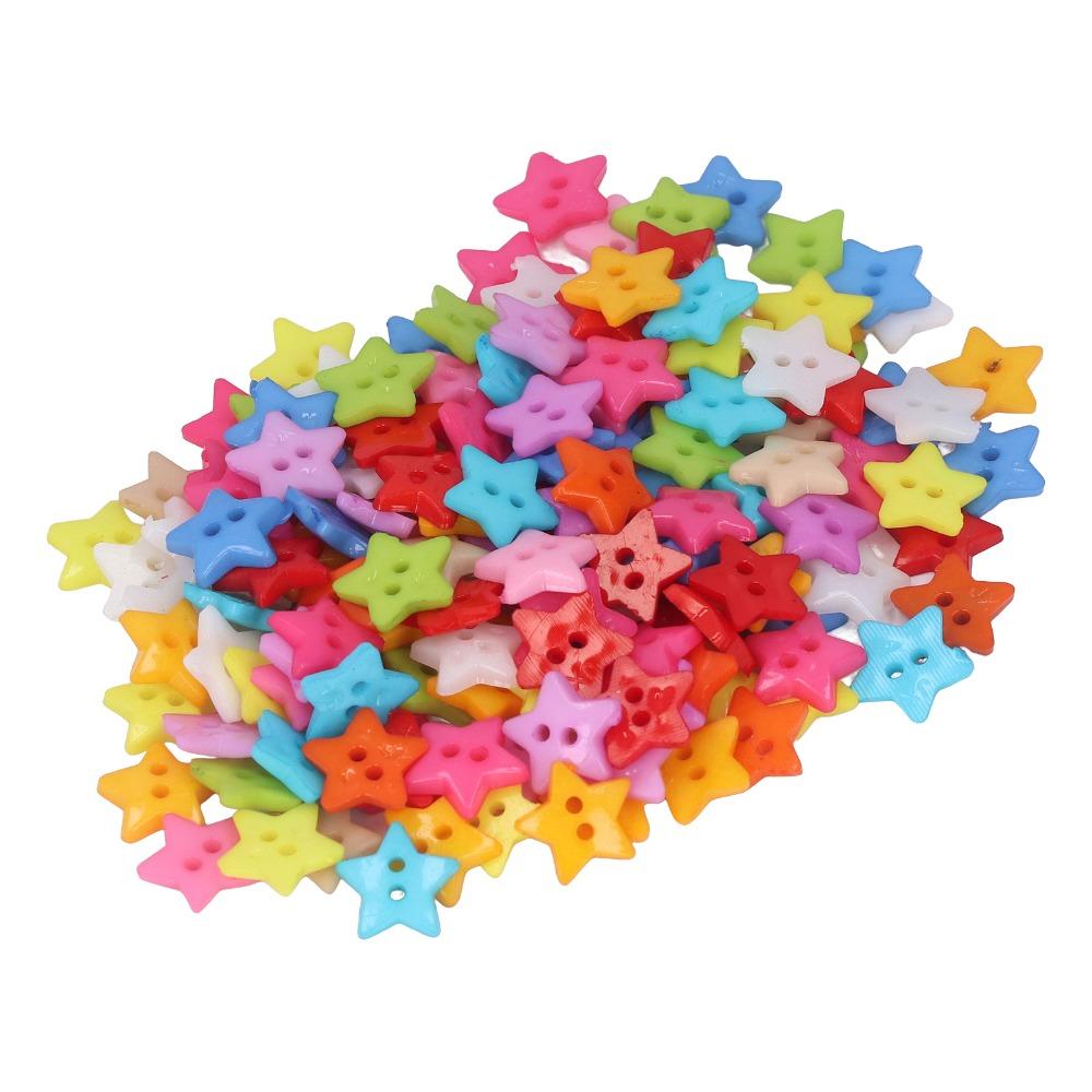 200pcs Assorted Colors Star Buttons Small Size Sewing Buttons Decorative Buttons Sewing Decoration