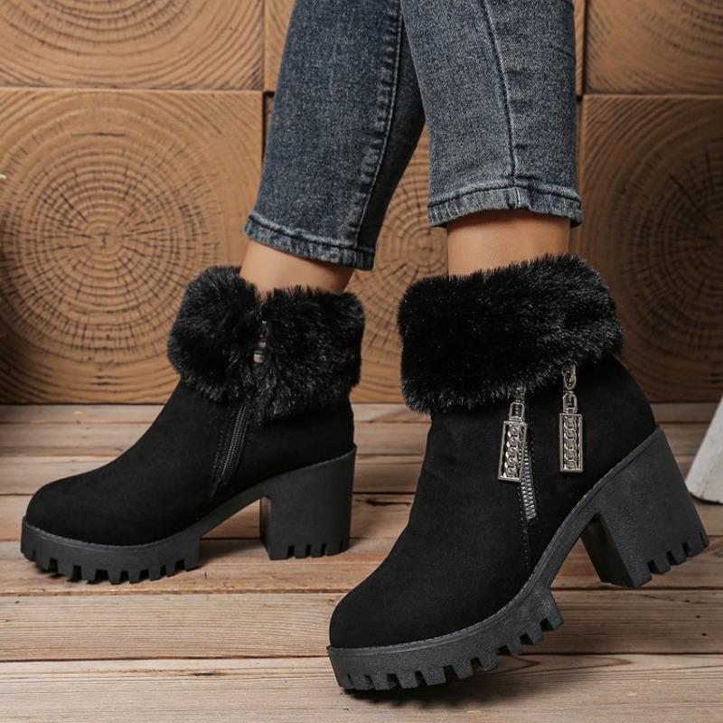 Женские короткие сапоги-дутики из искусственной замши больших размеров - Новый стиль Осень/Зима 2025, на флисовой подкладке, теплые, на платформе, модные сапоги