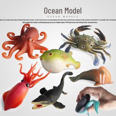 Мягкие резиновые игрушки для снятия стресса в виде морских животных: Иглобрюх, Осьминог, Краб, Данклеостей Сквиши-модели