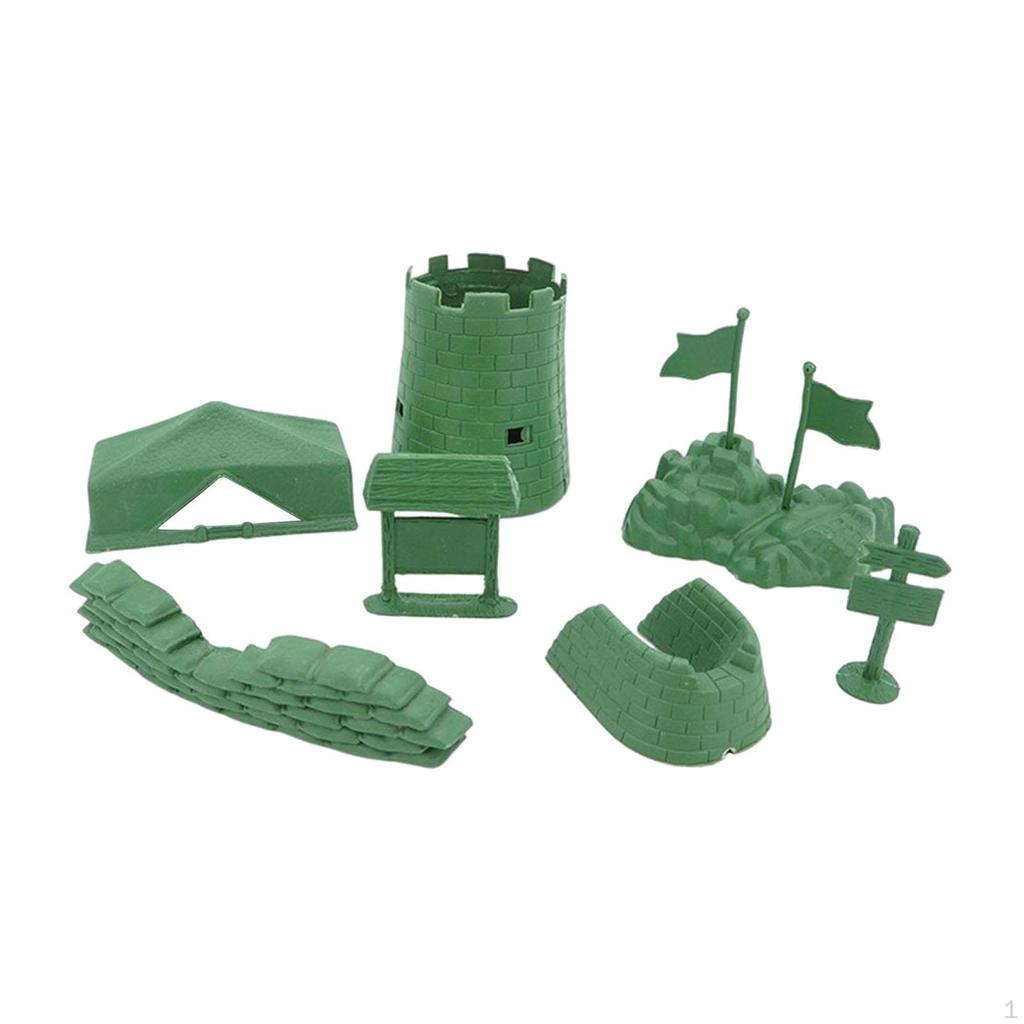 9 предметов Battle Field Figure Fort Sandbag Tent Flag Model Simulation Base Building Accessories Sand