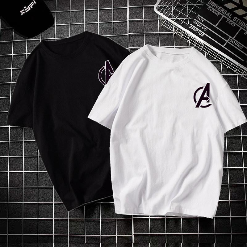Pure Cotton Childrens Tshirt with Letter A Printed Pure Cotton Round Neck Parentchild Outfit Korean Version Tshirt