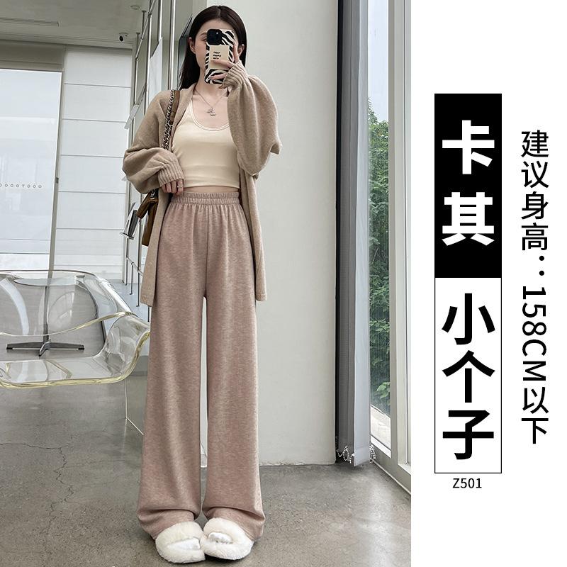 Imitation Cashmere Wide-leg Pants Women's New Autumn and Winter Small Drape Glutinous Rice Pants Casual Straight Fleece Pants