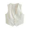 Spring and Summer New Women's Clothing Minimalist Style V Neck Sleeveless Decorated Row Button Short Candy Color Vest Jacket 2347888
