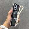 Роскошный матовый чехол для телефона Magsafe со шнурком для iPhone 17 16 15 14 13 12 11 17 Pro Max Air Магнитный цветной бампер Задняя крышка