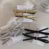 South Korean Silver Leather Bow Hairpin: Retro Minimalist Style for Women.