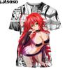 Футболки для аниме High School DXD, мужские, косплей, сексуальная девушка, Риас, мультяшная футболка, хентай, искушение, японская уличная одежда, топы в стиле хип-хоп