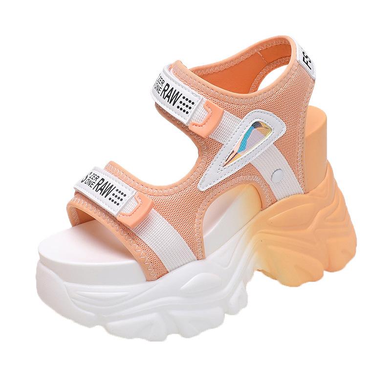 Модные сандалии на платформе Женские 2025 Новые Летние Массивные С открытым носком На высоком каблуке Женские Туфли-клинья для женщин Рыбий носок Красные Сандалии