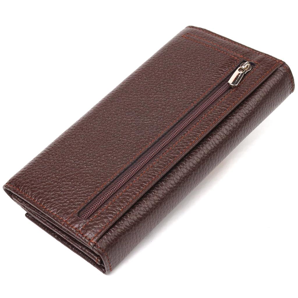 Женский удобный кошелек из натуральной зернистой кожи CANPELLINI Wallet 21654 Коричневый