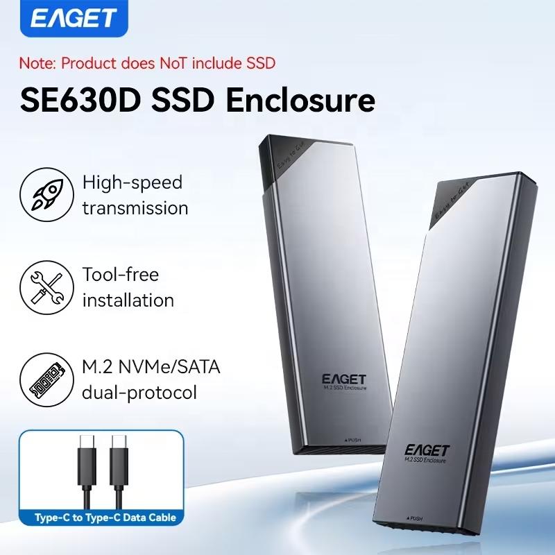 EAGET SE630D Алюминиевый корпус-адаптер для SSD M.2 NVMe SATA PCIe Type C USB 3.2 10 Гбит/с Корпус для жесткого диска HDD