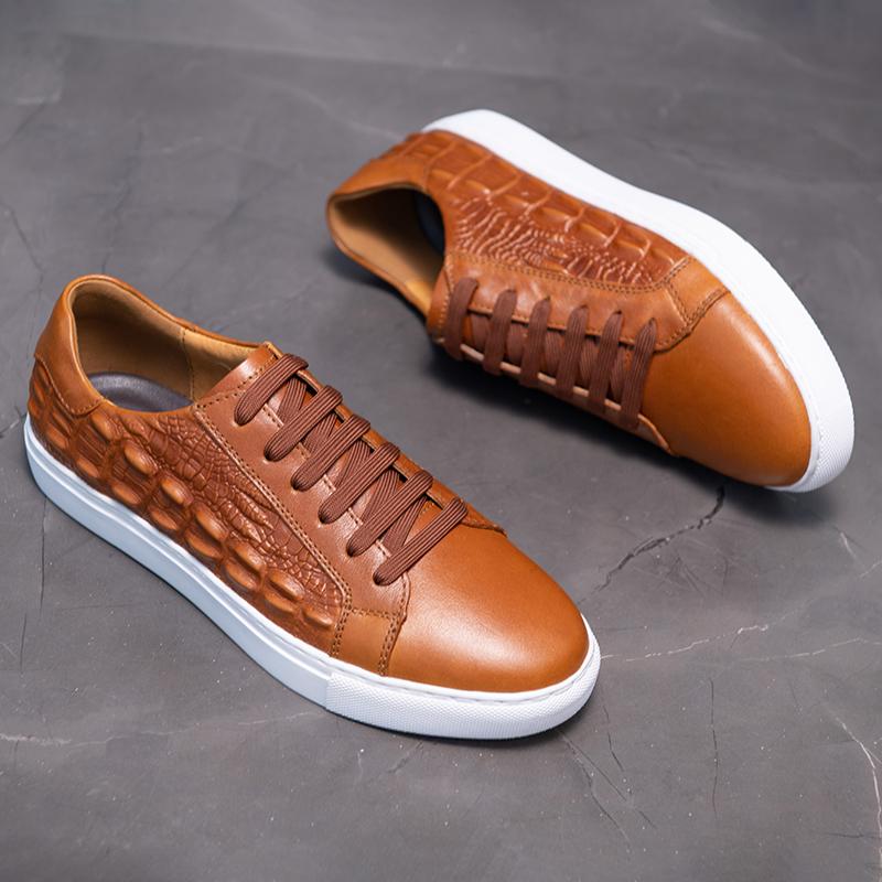 Genuine Leather Men Shoes Luxury Brand Casual Shoes All-match Trend Shoes for Men Footwear Handmade Crocodile Pattern Men Shoes