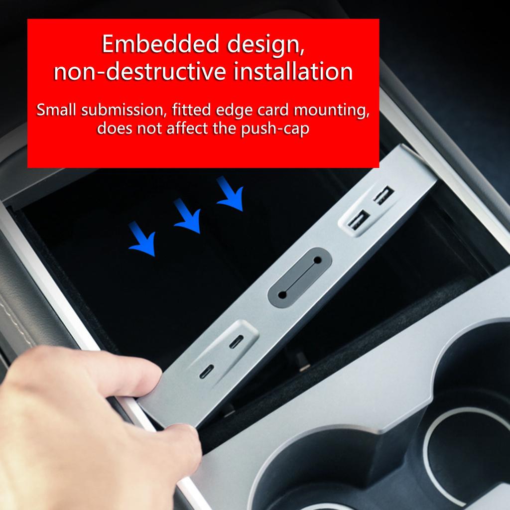 For Car 3/Y Center Console Glovebox USB Hub Port Charging Data Transfer Adapter Docking Station Expansion SplitterPart