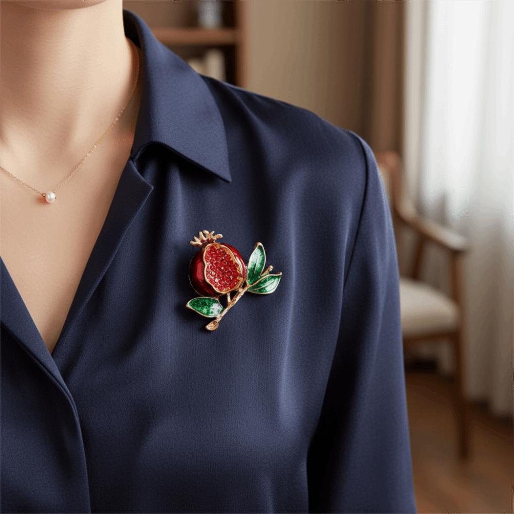Pomegranate Enamel Fruit Brooch Rhinestone Decoration Brooches Jewelry Dresses Decoration