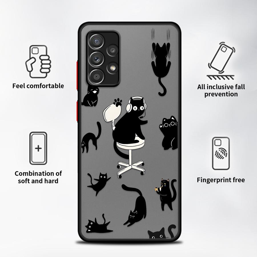 Чехол для Samsung Galaxy A34 A36 A56 A55 A73 A33 A52S A72 A54 A16 A15 A14 A23 A53 A35 A17 A52 Чехол для телефона Милый Мультяшный Кот