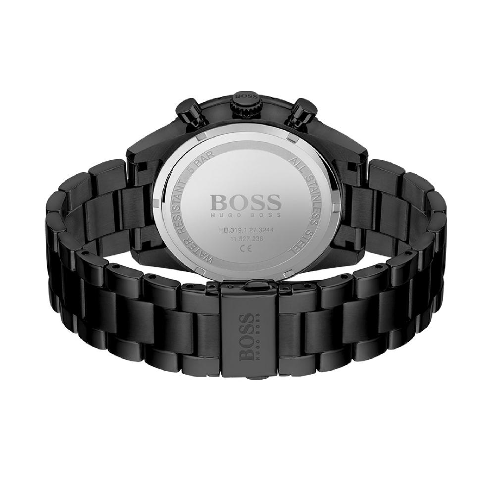 BOSS Мужские кварцевые часы Pilot Edition Chrono Черный металл 1513854