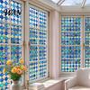 Decorative Window Film for Privacy Stained Glass Film, Retro Geometric Plaid Static Cling Decal, Double Heat Control Sided PVC Removable Sticker Doors