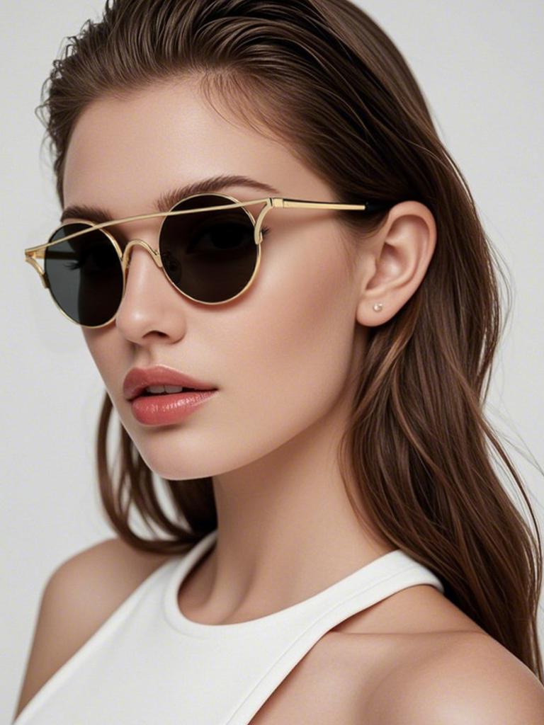 Fashion Sunglasses Retro Women's Glasses Metal Cat Eye Sunglasses Polygonal Personality Trendy Sunglasses 12